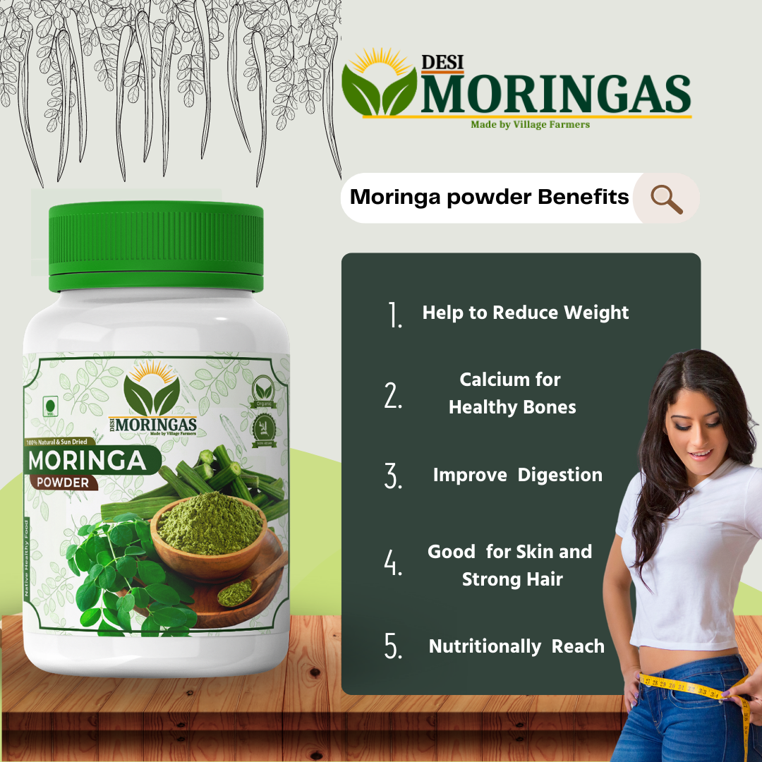 Moringa Drumstick Powder, Source of Nutrition, Miracle Green Super Food,100gm