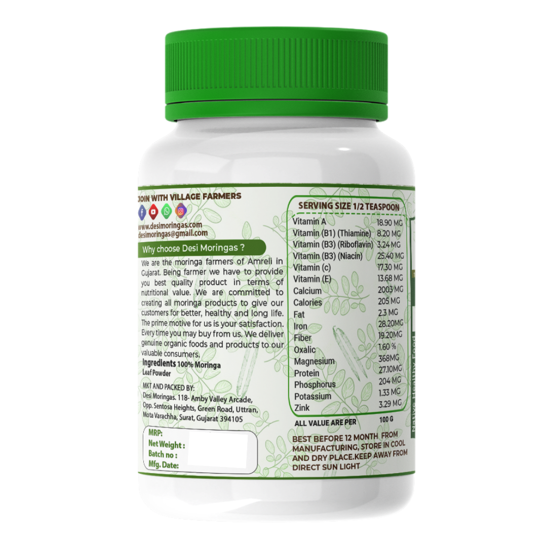 Moringa Leaf Powder, Source of Nutrition, Miracle Green Super Food, 200gm